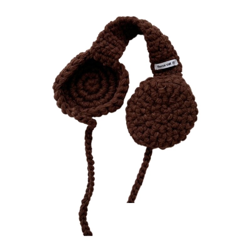 Зимняя шапка для малышей, вязаные уши, регулируемые шерстяные вязаные крючком наушники