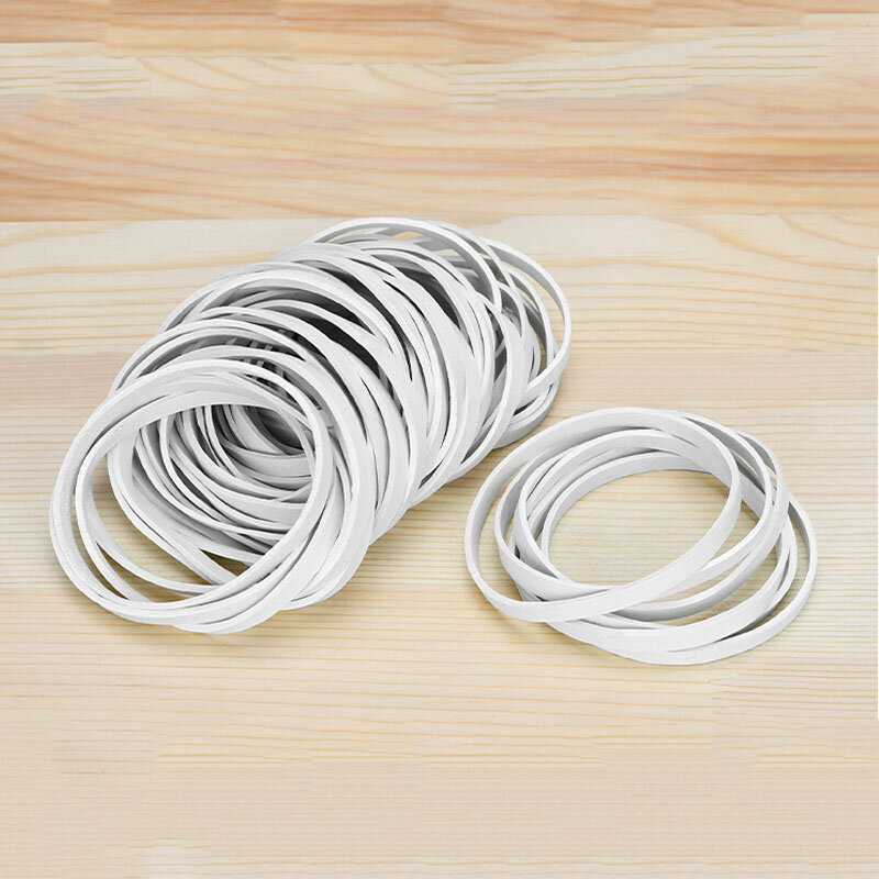 White Rubber Bands Elastic Bands Stationery Holder Package Supplies Rings for School Home or Office Dia15-60mm Wide5mm THK1.5mm