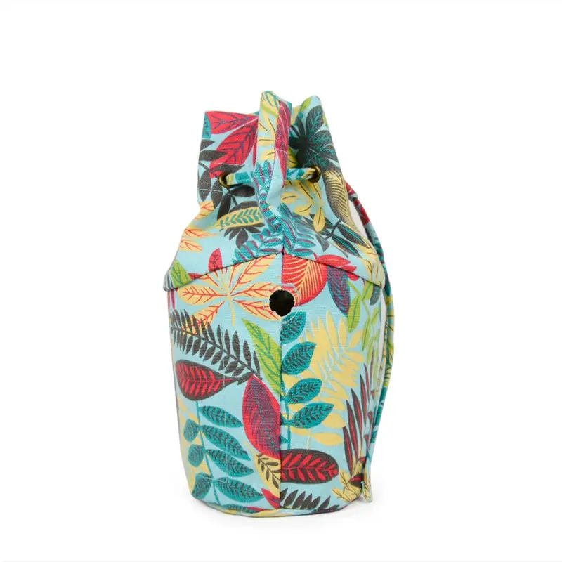Tanqu New Floral Drawstring with Buckle Canvas Fabric Inner Pocket Lining for Obasket Obag Handbag Insert for O Basket O Bag