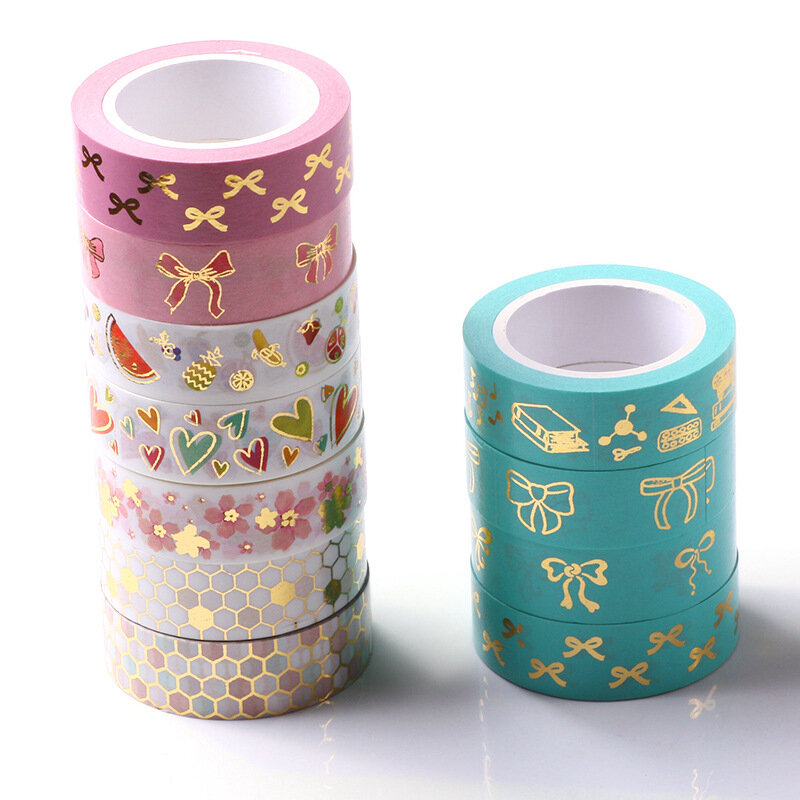 Aangepaste Productcmyk Custom Washi Tape Bedrukt, Kleurrijk Maskeren Goudfolie Logo Kawaii Papier Washi Tape