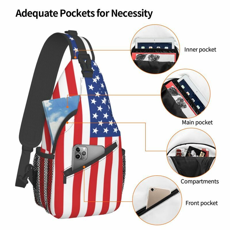 Рюкзак-слинг через плечо с американским флагом США, нагрудная мужская сумочка на плечо со звездами из США, рюкзак для велоспорта и кемпинга на заказ