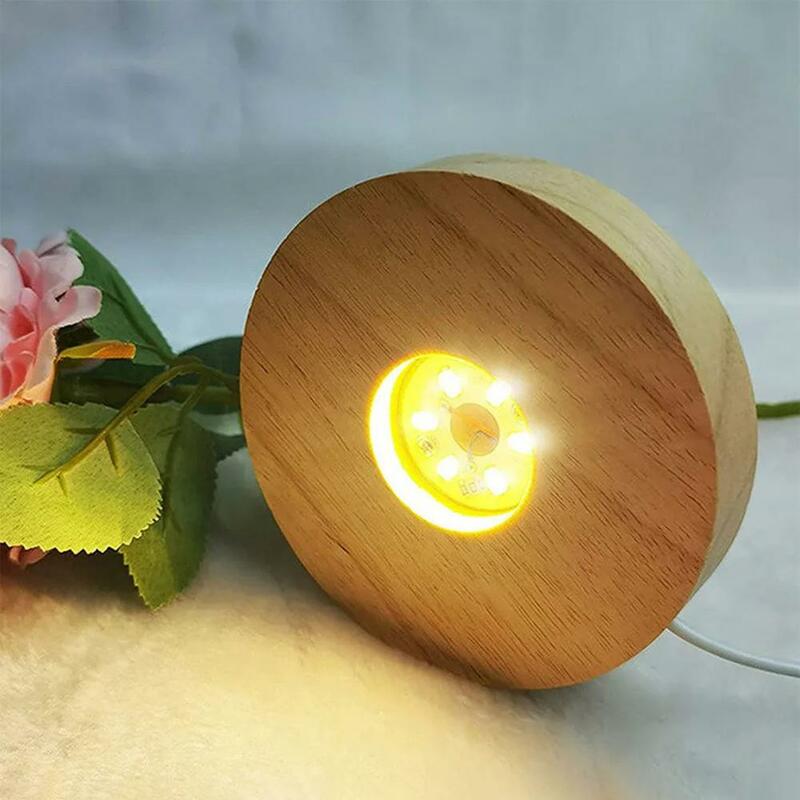 DIY Oak Wood Lamp Base Night Light Figure Display Stand Minimalistic Warm/White/Color Light USB 1.2W Illumination Night Light