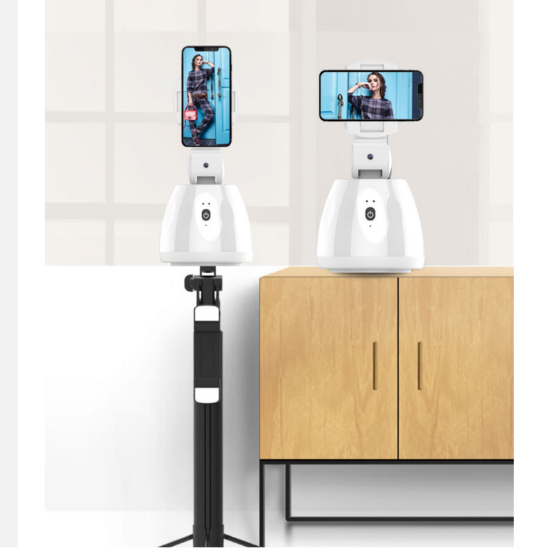 Support de téléphone pour caméra de suivi d'objet intelligent, rotation à 360 °, noir et blanc, pour prise de vue Vlog, diffusion en direct, vidéo