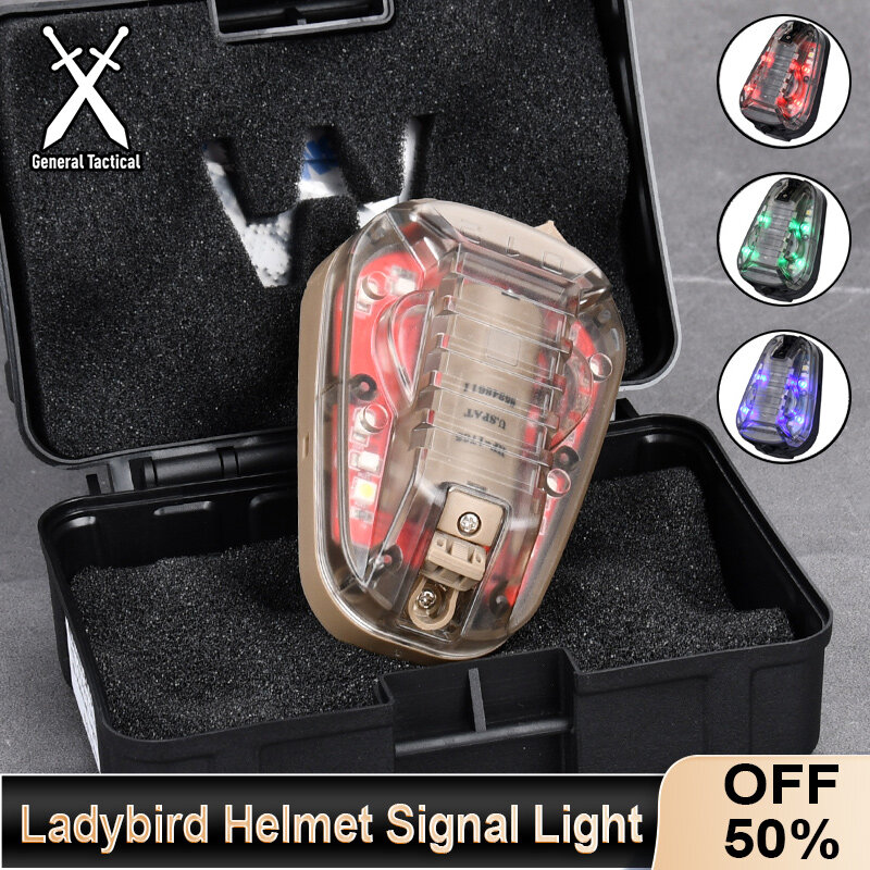 Capacetes táticos Ladybird impermeável Lâmpada Signal Flash Light IR Strobe Survival Safety Multipurpose Camping Hunting Outdoor Tool