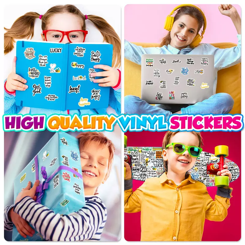 50pcs Inspirational Quote Stickers Pack Positive Decals for Water Bottle Laptop Phone Skateboard Helmet Gifts for Teens Kids