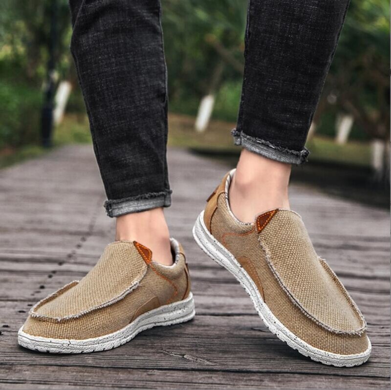 Summer Breathable Canvas Shoes Men Loafers Slip On Light Sneakers Comfty Casual Men Shoes Lightweight Flats Men Walking Zapatos