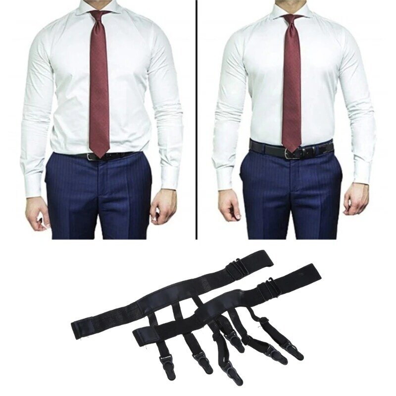 Porte-chemise élastique réglable pour hommes, porte-jarretelles avec pinces verrouillage antidérapantes pour les affaires,
