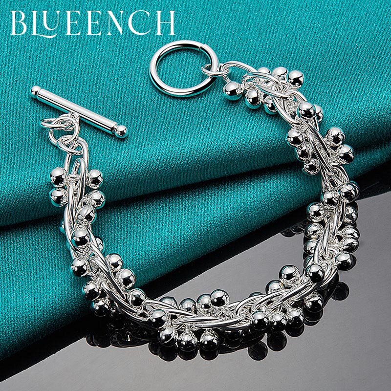 Blueench 925 prata esterlina uva string pulseira senhoras festa de casamento moda personalidade mulher jóias