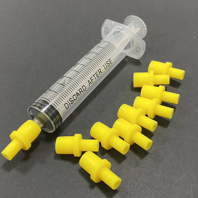 Jeringa amarilla de silicona suave de bombeo de aire, pieza hueca, Conector de goma, 4, 4,0, 4mm, herramienta de limpieza de cartucho de inyección ciss