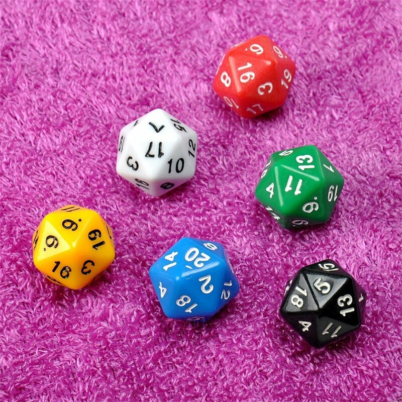 6pcs/set D20 Dice Opaque Twenty Sided Dice Multi Color Gaming Resin Polyhedral Games Accessory Game Dice Ergonomic Design