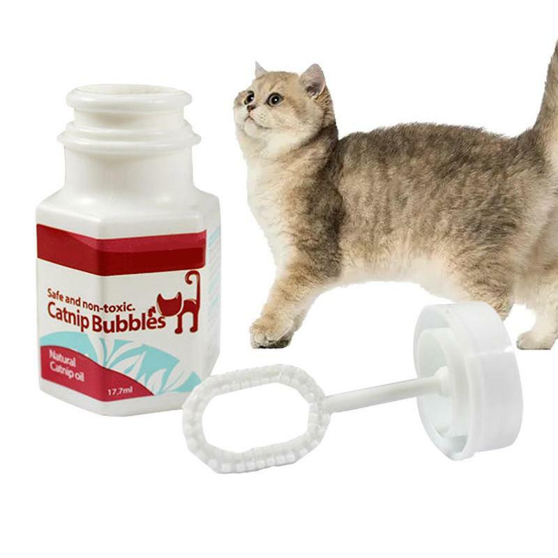 Mainan gelembung Catnip 0.6oz solusi gelembung Catnip rasa mainan kucing interaktif lucu dan tidak berbahaya membuat kucing bersemangat