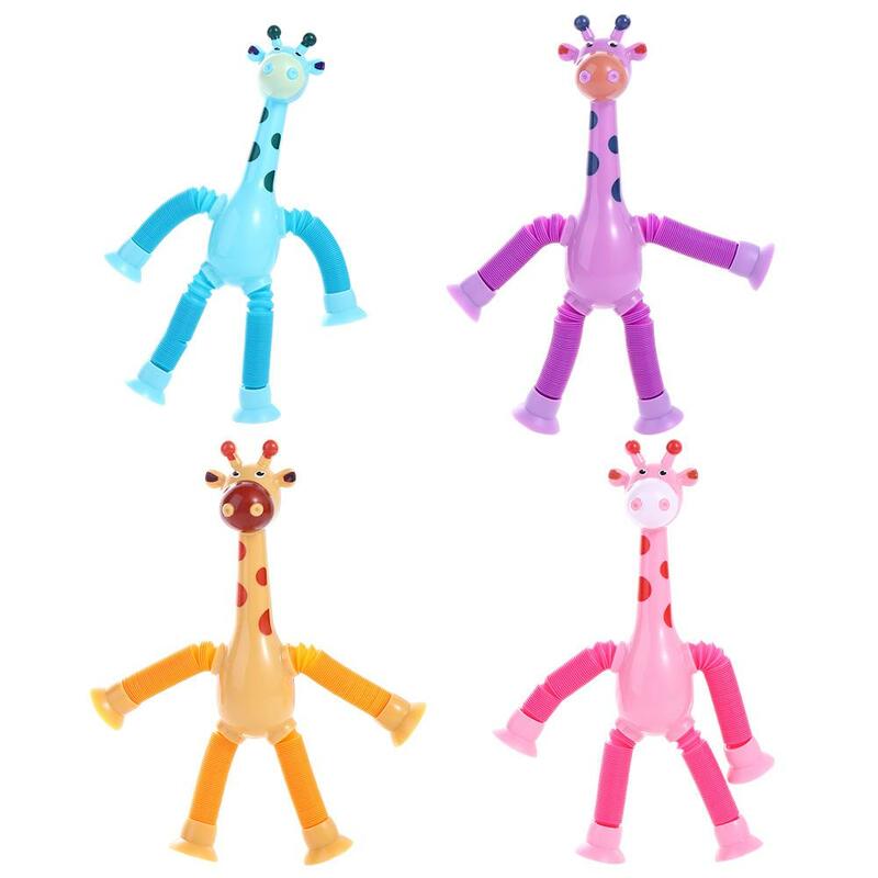 Zabawki typu Fidget Diy zabawki sensoryczne girafa Pop tubki zabawka zwierzę przyssawka zabawki zabawki sensoryczne teleskopowa przyssawka żyrafa