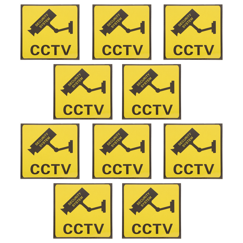 10 Pcs Video Camera Monitor Warning Video Camera School Office Video Adhesive Signs for