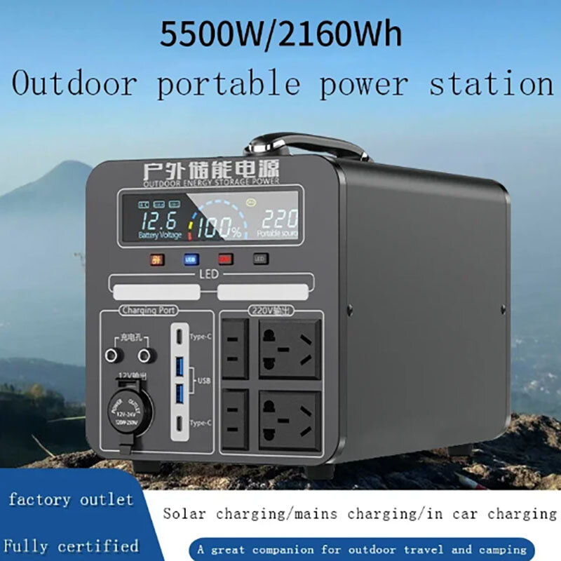 Przenośna elektrownia ładująca zewnętrzne akumulatory 220V magazynowanie energii na zewnątrz Campervan RV 600W-2000W