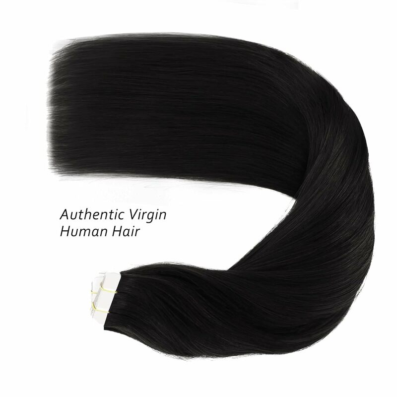 وصلات شعر بشري مستقيم للنساء ، شعر ريمي ، أسود طبيعي ، جلد سلس ، غير مرئي ، لحمة ، 20 *