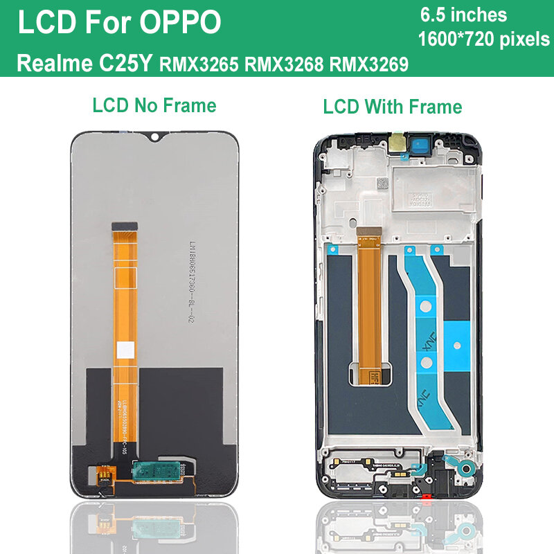 Original 6.5 ''สำหรับ Oppo Realme C25Y LCD Touch Screen Digitizer Assembly สำหรับ Realme C25Y RMX3265 RMX3268 RMX3269จอแสดงผล