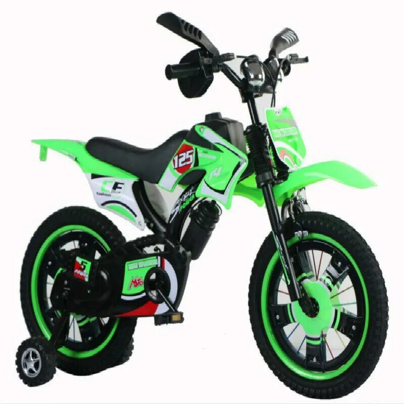 2022 New Children's Simulation Motorcycle Children's Bicycle 12-inch Mountain Outdoor Sports Metal Solid Children's Bicycle