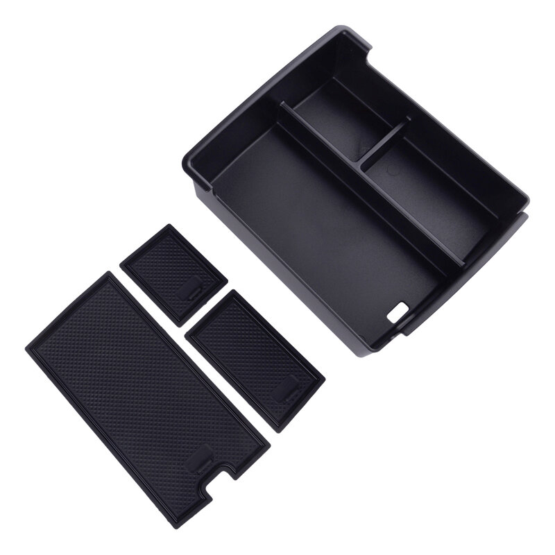 Car Interior Front Center Console Armrest Storage Box Tray Organizer Fit for Ford Maverick 2022 2023 2024 Black Plastic
