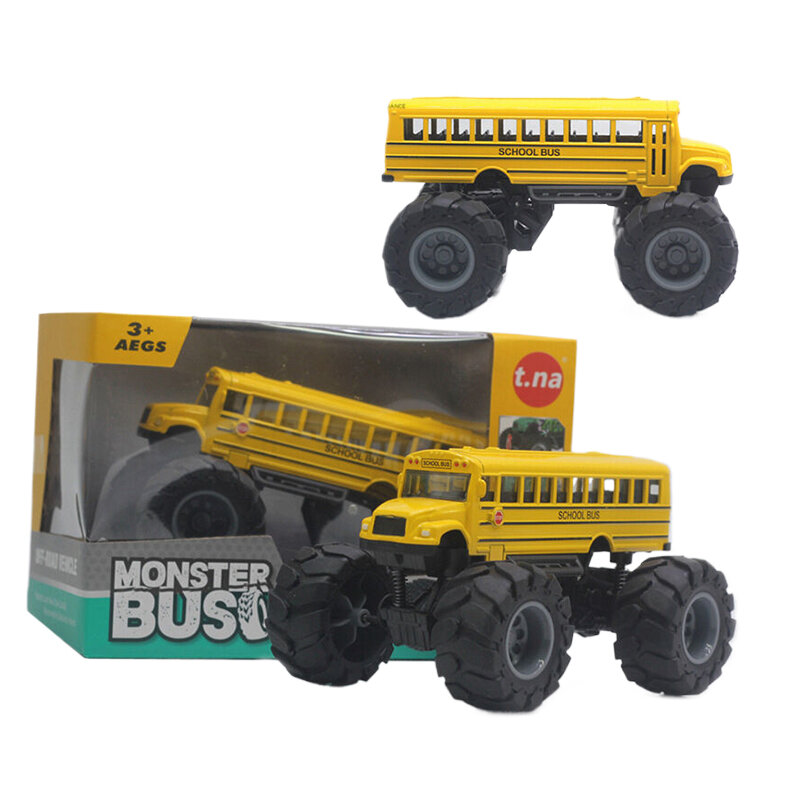 Bus scolaire Monster en alliage pour garçons, modèle de côtes arrière, voiture de bus scolaire, jouets pour garçons