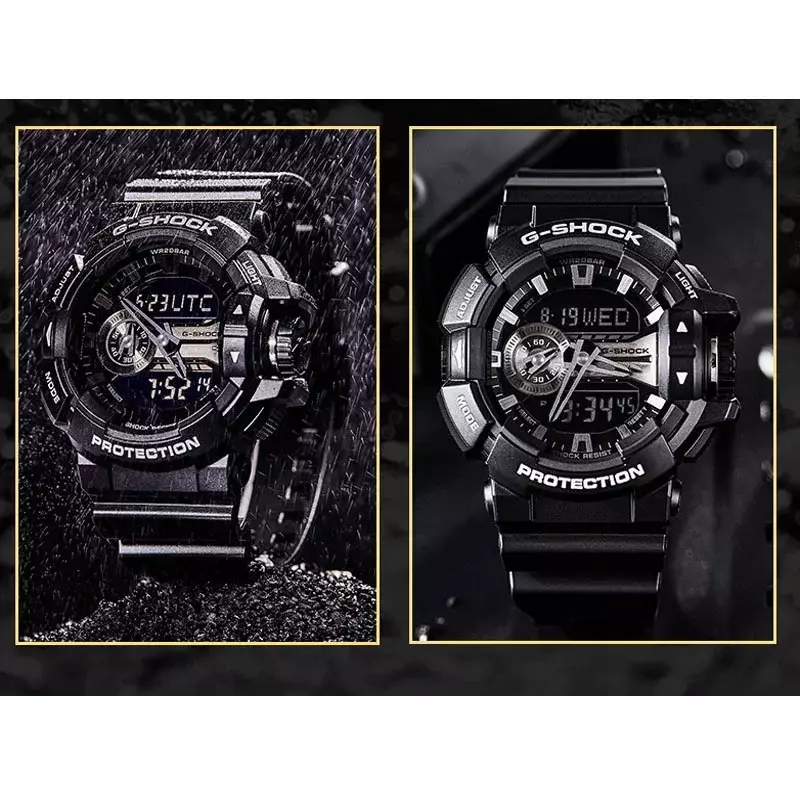 G-SHOCK นาฬิกาผู้ชาย GA-400ใหม่ชุดแฟชั่นกีฬากลางแจ้งกันกระแทกหน้าปัด LED แสดงผลคู่นาฬิกาควอตซ์สำหรับผู้ชาย