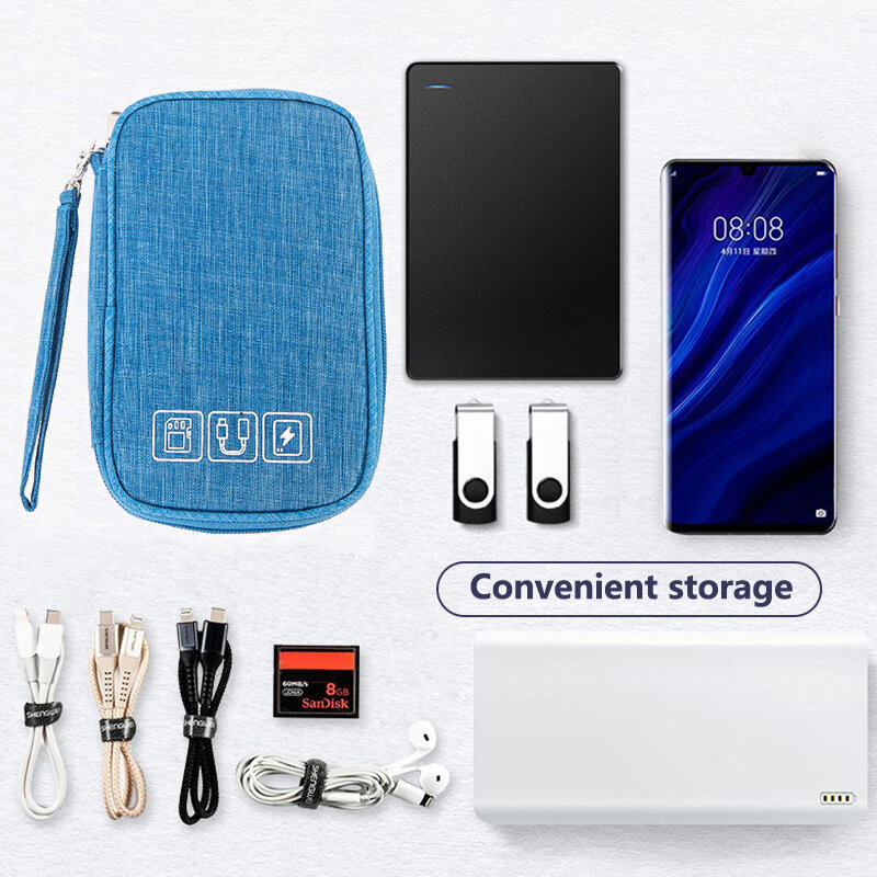 휴대용 데이터 케이블 디지털 보관 가방, 충전기 전원 케이블 보조배터리 헤드폰 정리함 USB 가방, 손 들고 화장품 가방