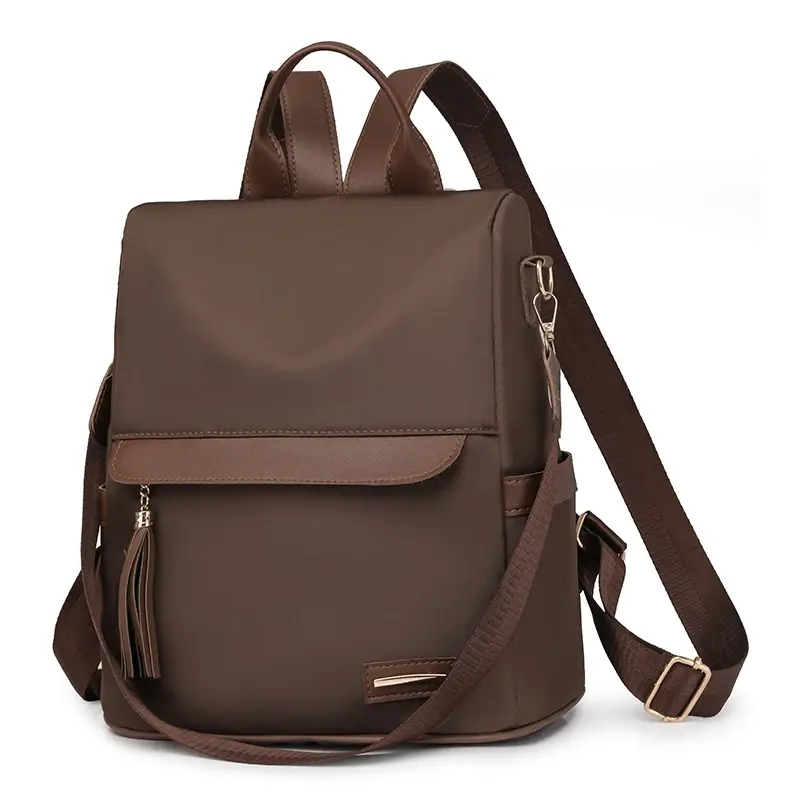 Нейлоновый однотонный модный рюкзак на молнии простые универсальные вместительные сумки через плечо для женщин 2024 высококачественный стиль для путешествий
