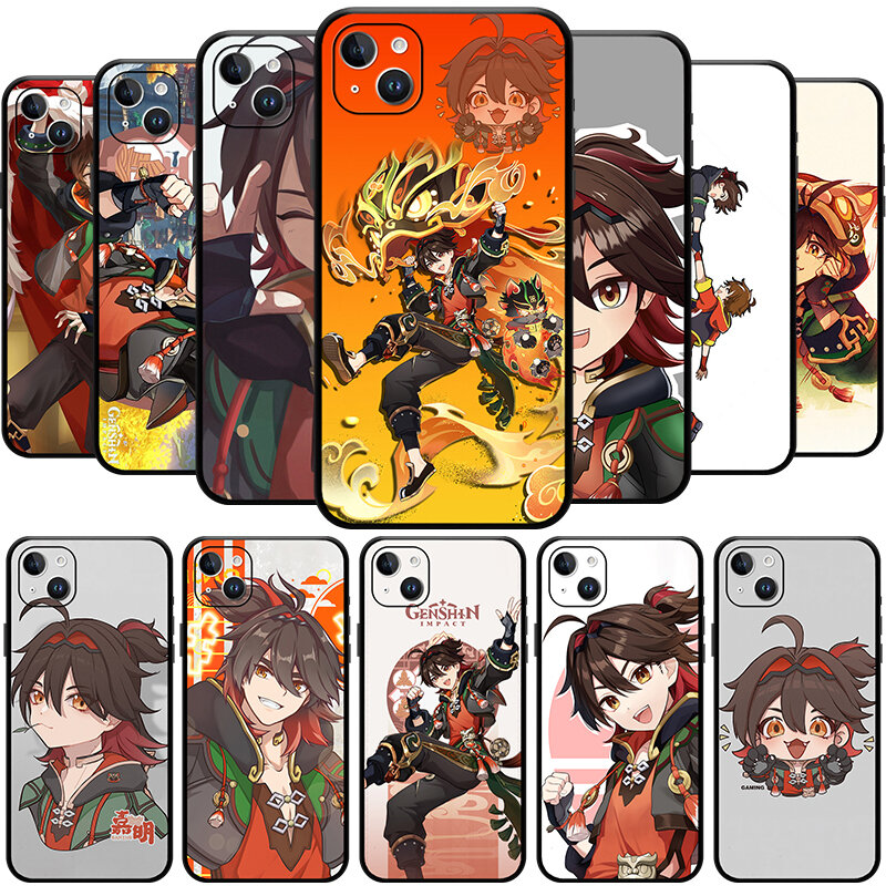 Genshin Impact Gaming Phone Case, V4.4 Pyro Character, Qualidade, 4 Estrelas, iPhone 15, 14, 13, 12, 11 Pro Max, Mini, XS Max, SE3, 2, 7, 8 Mais