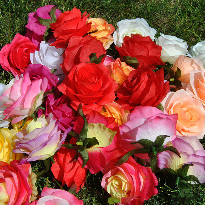 Nowoczesny kwiat sztucznego jedwabiu głowa róży materiały ślubne uroczystości zdjęcie urodzinowe rekwizyty akcesoria do dekoracji domu AGMSYEU