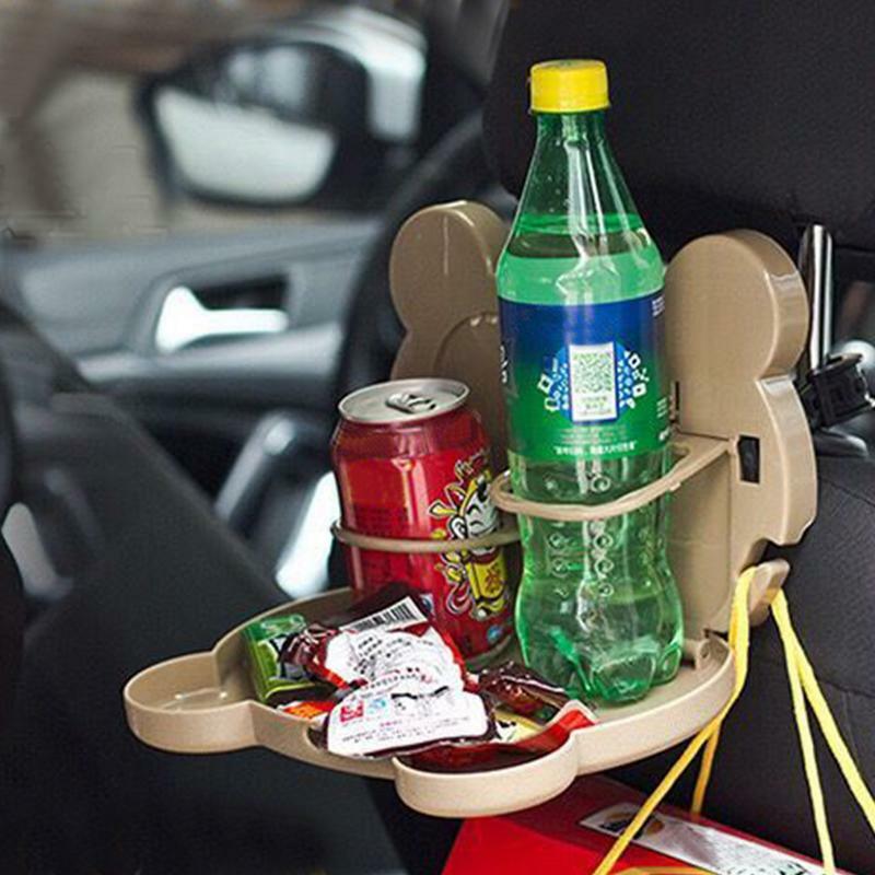 Mesa para comer en el coche, bandeja para comer, soporte para bebidas, asiento de pasajero de dibujos animados, reposacabezas, organizador, mesa de comida plegable, taza para vehículo