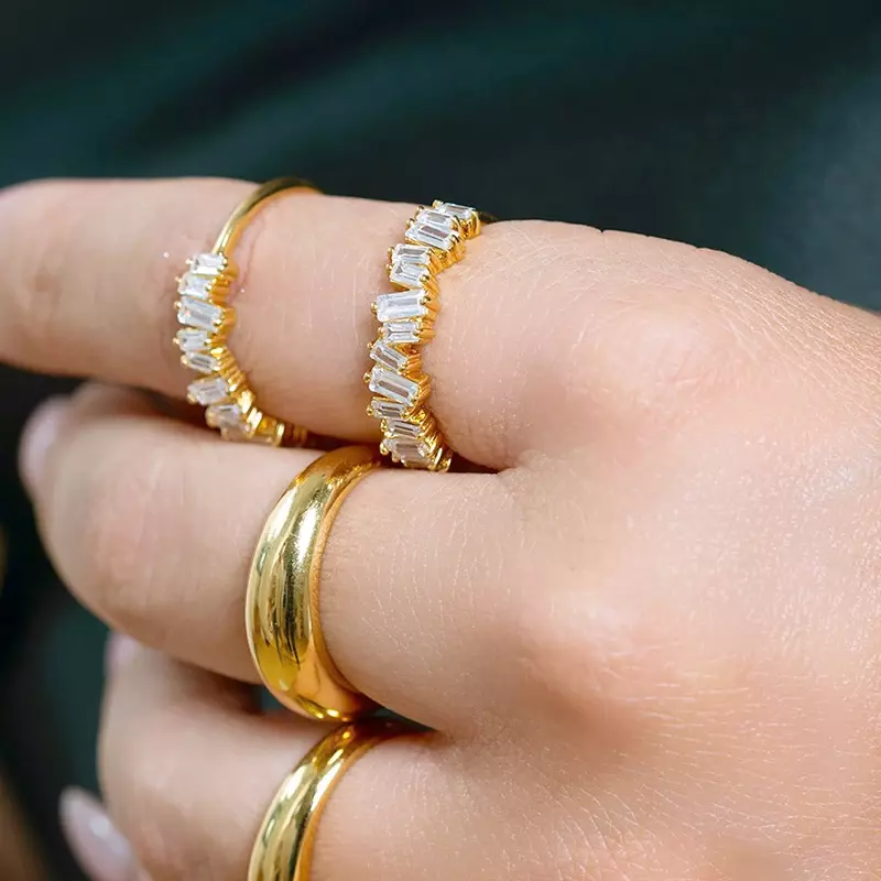 Placcato oro 24 carati/argento 925 anelli di cristallo multicolore turchese fidanzamento promessa di matrimonio anello regali gioielli per feste