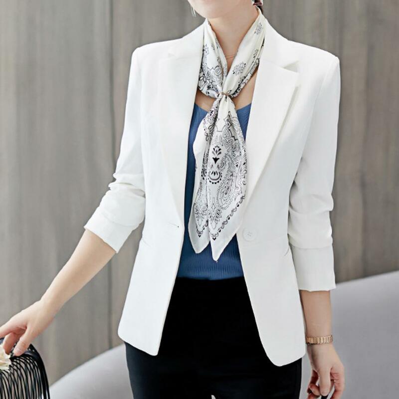 Blazer ajustado Formal para mujer, chaqueta con cuello vuelto, traje de trabajo para mujer, traje de negocios, abrigo con bolsillos OL, color negro, 2023