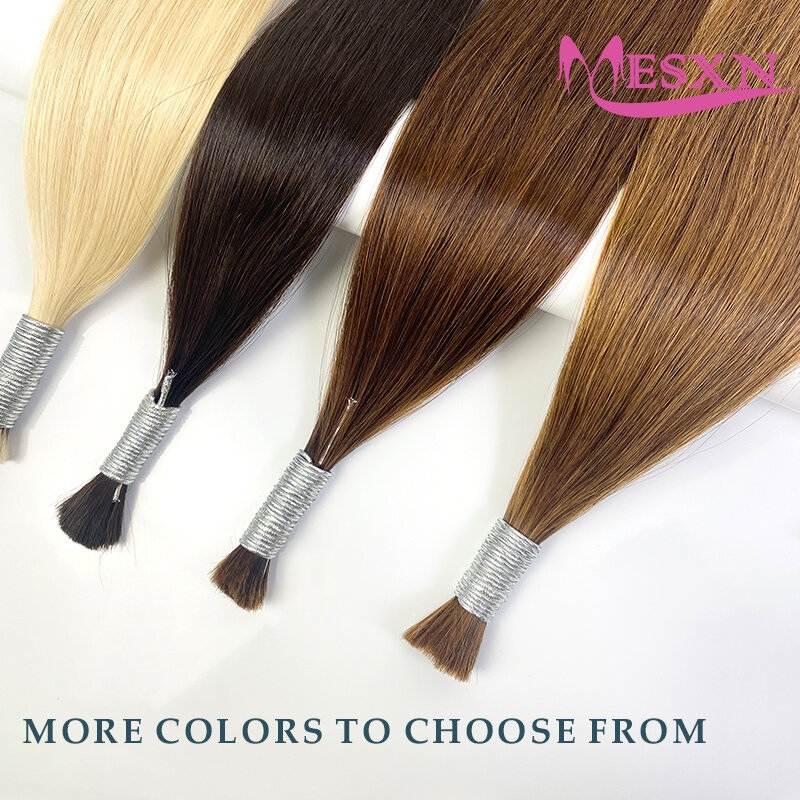 Mesxn-天然毛エクステンション100%,本物の髪,黒,茶色,ブロンド,613色,サロン用ヘアピース