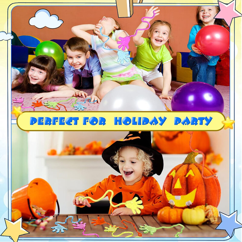 100-1PC Kids Funny Sticky Hands Toy Palm Elastic Sticky Squishy Slap Palm Toy Kids Novelty Gift Birthday Party Favors Supplies