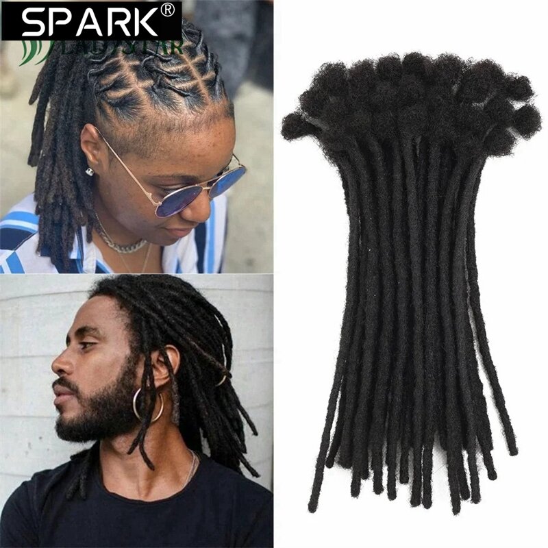 SPARK 6-24 Inch Dreadlocks Crochet Braids Hair Handmade Locs Hip-Hop Style For Men And Women Braiding Wig Extensions Human Hair