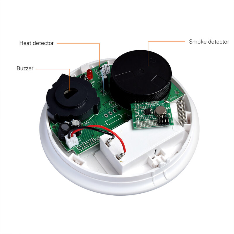 Detector de humo de protección contra incendios inalámbrico D5B, sensores de alarma de alta sensibilidad para sistema de alarma de seguridad para el hogar
