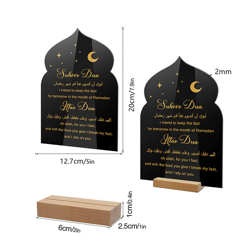 Reusable Acrylic Ramadan Calendar Board Wooden Base Table Ornament Mubarak Eid Advent Day Suhoor Iftaar Countdown Gifts With Pen