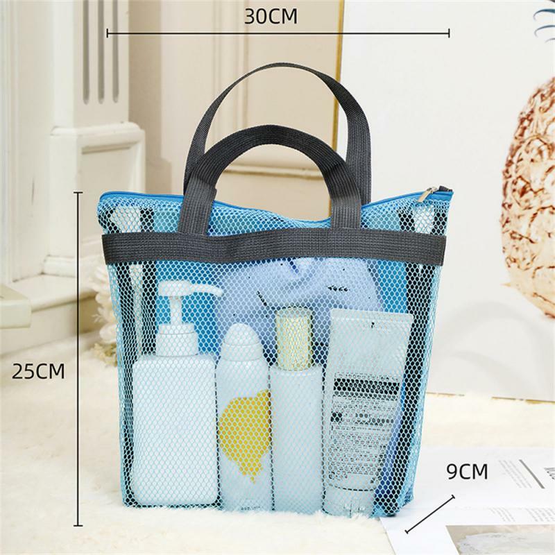 Big Size Beach Toy Bag Portable For Towels Women Cosmetic Makeup Bag Kids Toys Storage Protable Mesh Bag Foldable Sand Away