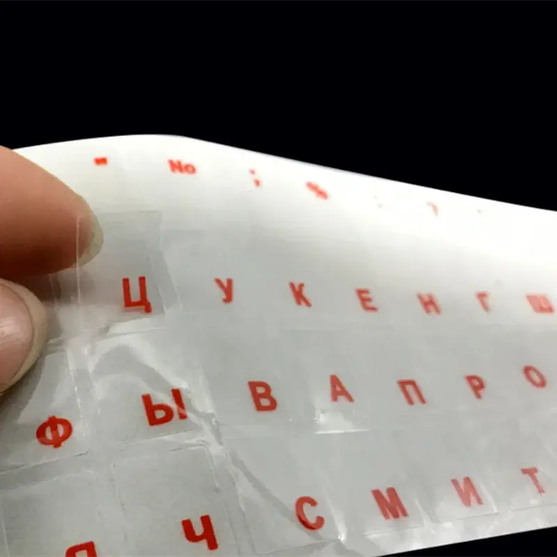 Adesivi per tastiera trasparenti russi lingua alfabeto etichetta bianca nera per Computer PC protezione antipolvere accessori per Laptop