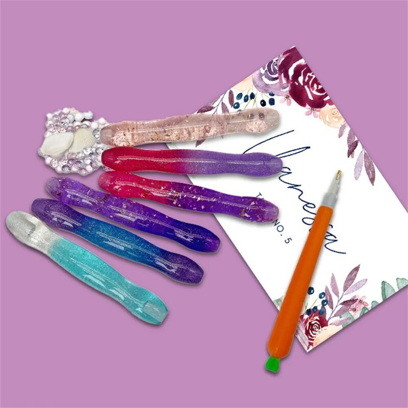 ปากกาเพ้นท์สีเพชรทำจากเรซิน New7pcs/ชุดหัวปากกาเปลี่ยนอัลลอยหลายจุดปากกาเจาะ peralatan Seni Kuku งานฝีมือ DIY