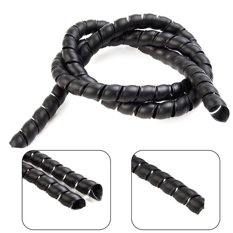 1pc High Density Polyethylene Black Hydraulic Hose Guard / Cable Protection / Spiral Wrap - 1m ID 8-12mm For EV Charging Cables