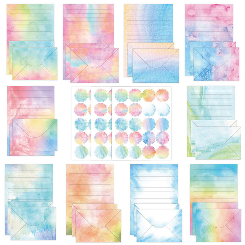 50pcs Watercolor Envelopes Bag Wedding Small Business Supplies Stationery DIY Postcard Ins Paper Invitations Storage Packaging