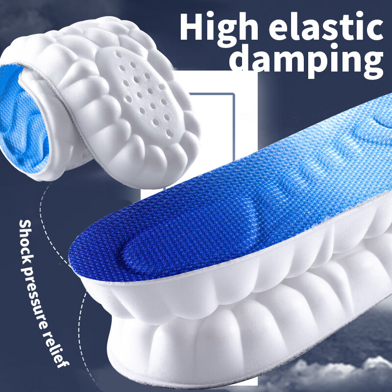 4D Cloud Technology Sports Insoles for Shoes PU Sole Soft Breathable Shock Absorption Cushion Running Orthopedic Care Insoles