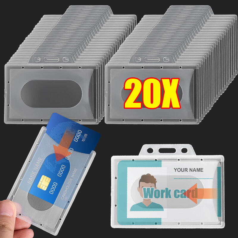 투명 두꺼운 이름표 ID 카드 보호대, 수직 및 수평 다기능 방수 카드 슬리브, 20 팩, 10 팩, 5 팩, 1 팩