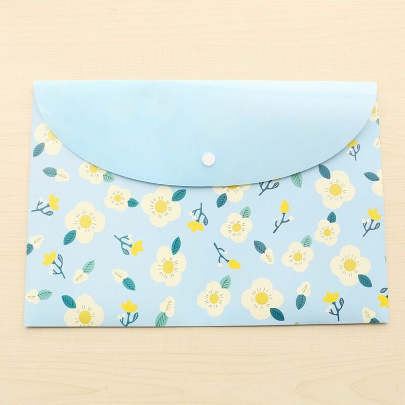 Cartoon Animals PP Snap Button File Bag Large Capacity Archive Folder A4 File Folders Pouch Flower Waterproof File Organizer