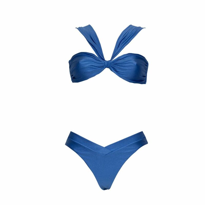 Blau solide Bikini zweiteilig sexy Bikinis Strand urlaub Outfits Sommer schwimmen Surf tragen Badeanzug gedruckt Vertuschung