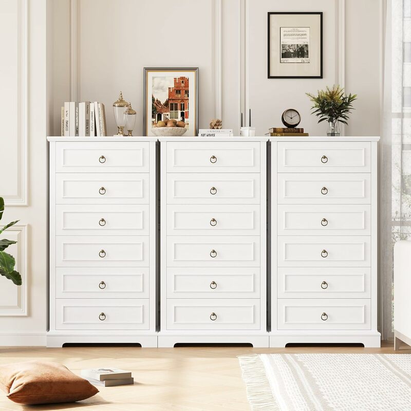 6 Tall Chest of Drawers Dresser,  Modern Farmhouse Storage Dressers Organizer for Living Room, Hallway, Entryway, Home Office