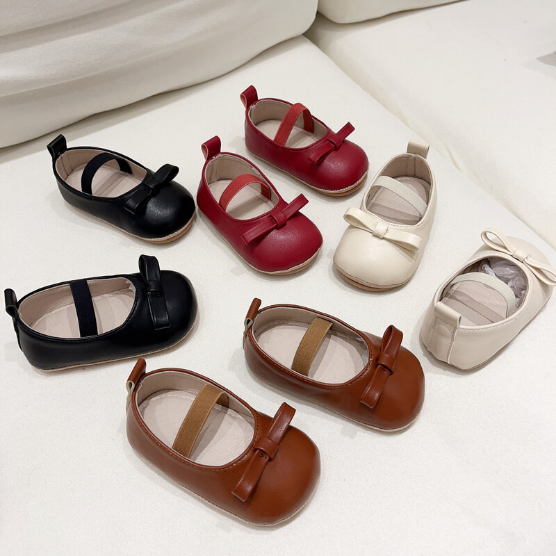 Sapato de couro pequeno para bebês, coreano Princess Vintage, sapato único versátil, antiderrapante, sola macia, criança, outono