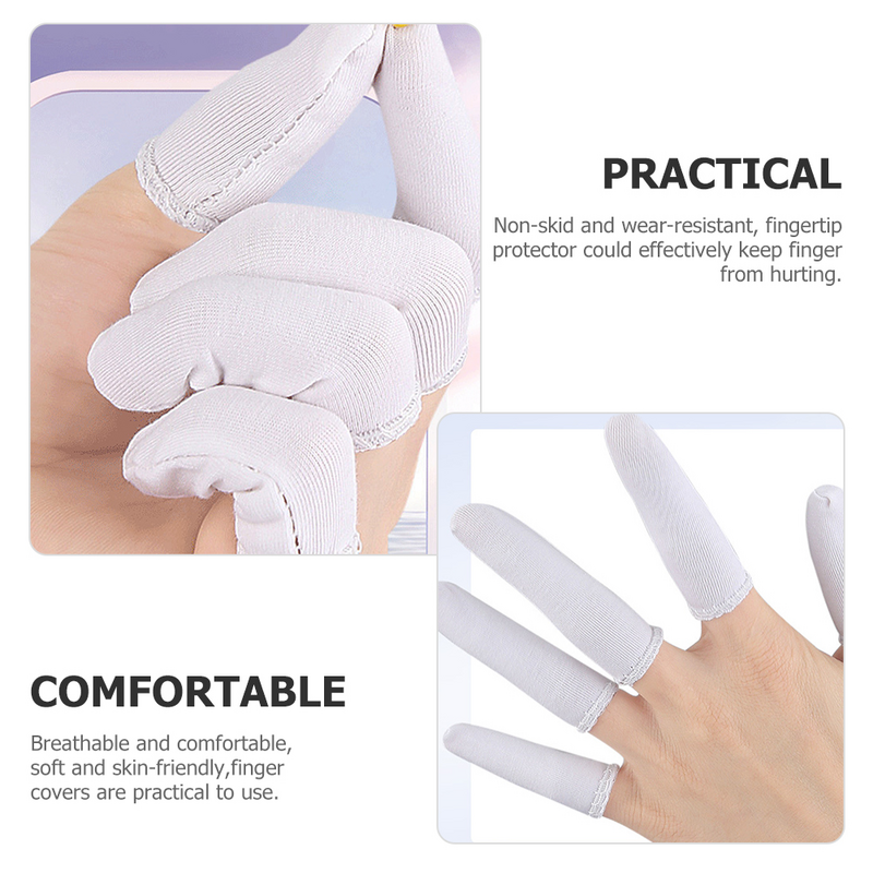 60 pcs Cotton Finger Cots Breathable Fingertip Protector Non-skid Finger Covers