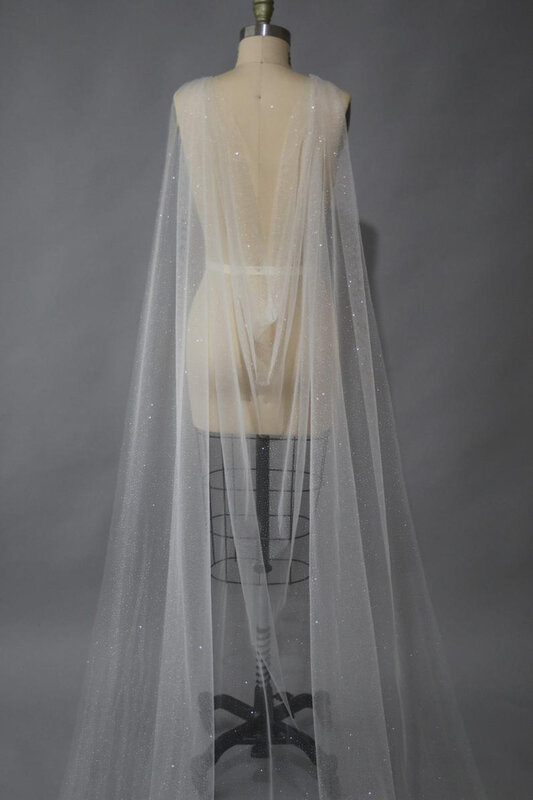 เสื้อคลุมแต่งงานผ้าโปร่งสีงาช้างผ้าคลุมหน้าเจ้าสาวผ้าคลุมหน้าผ้าลูกไม้สำหรับงานแต่งงาน
