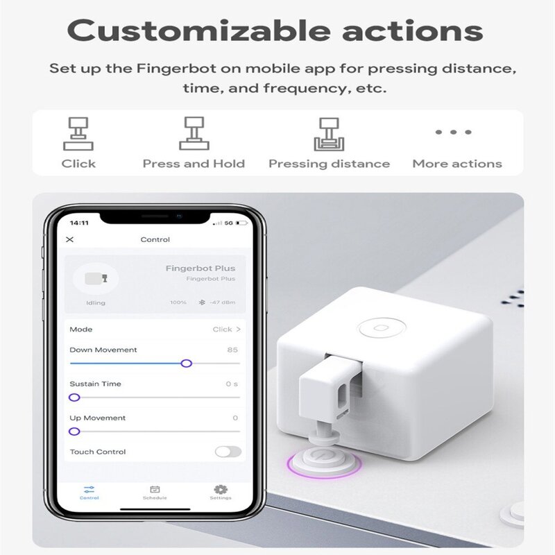 Кнопка переключения Tuya Zigbee Fingerbot Plus с голосовым управлением и поддержкой Alexa и Google Assistant
